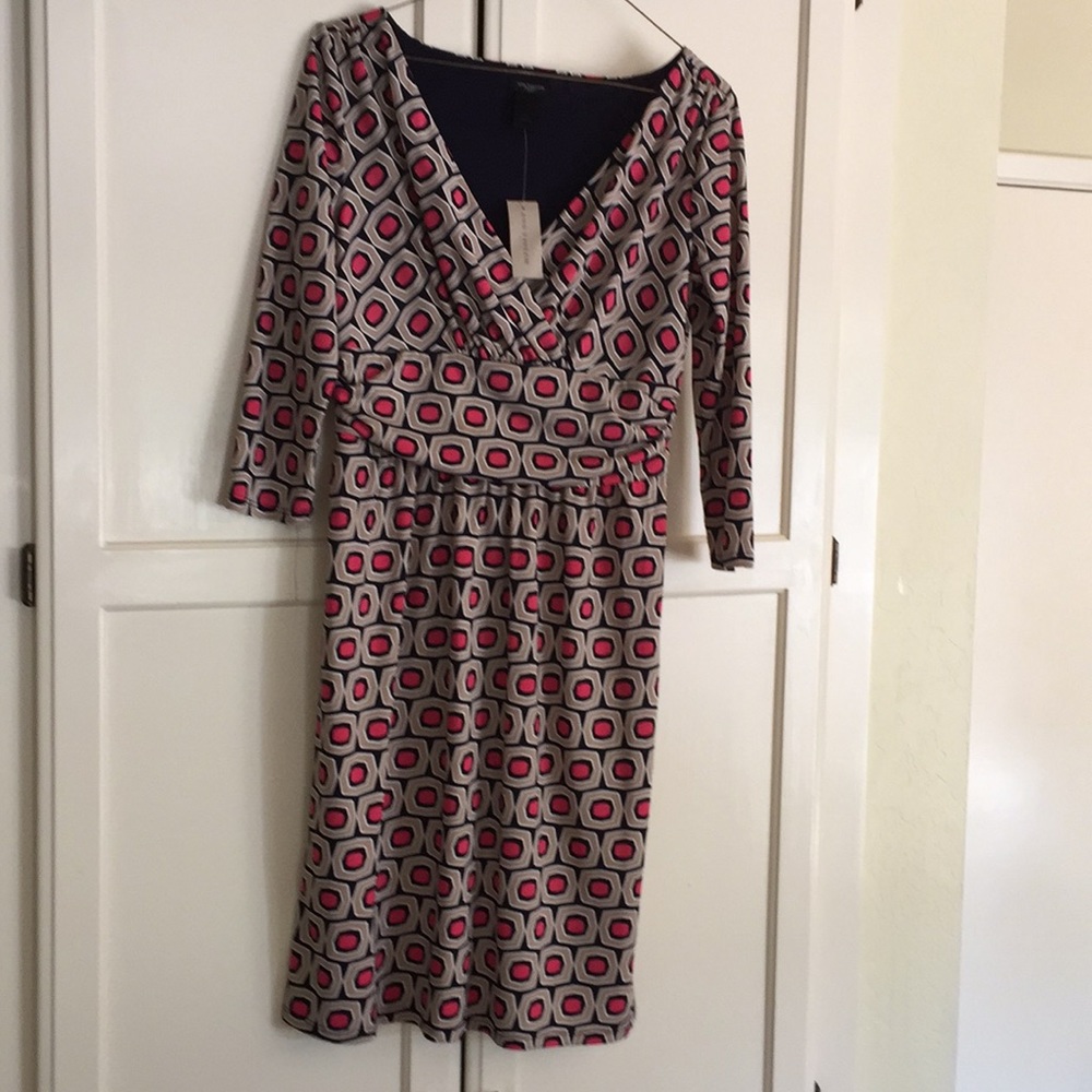 Ann Taylor tan black pink white size four dress